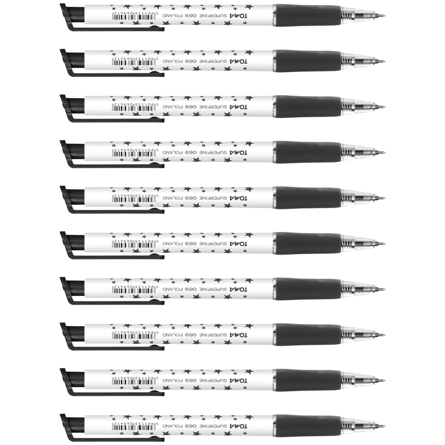 Ballpoint Pens, Retractable Smudge Free Pens, Extra Fine Point 0.5 mm, Ideal for School, Office, Everyday Use (Black, 10 Pens)