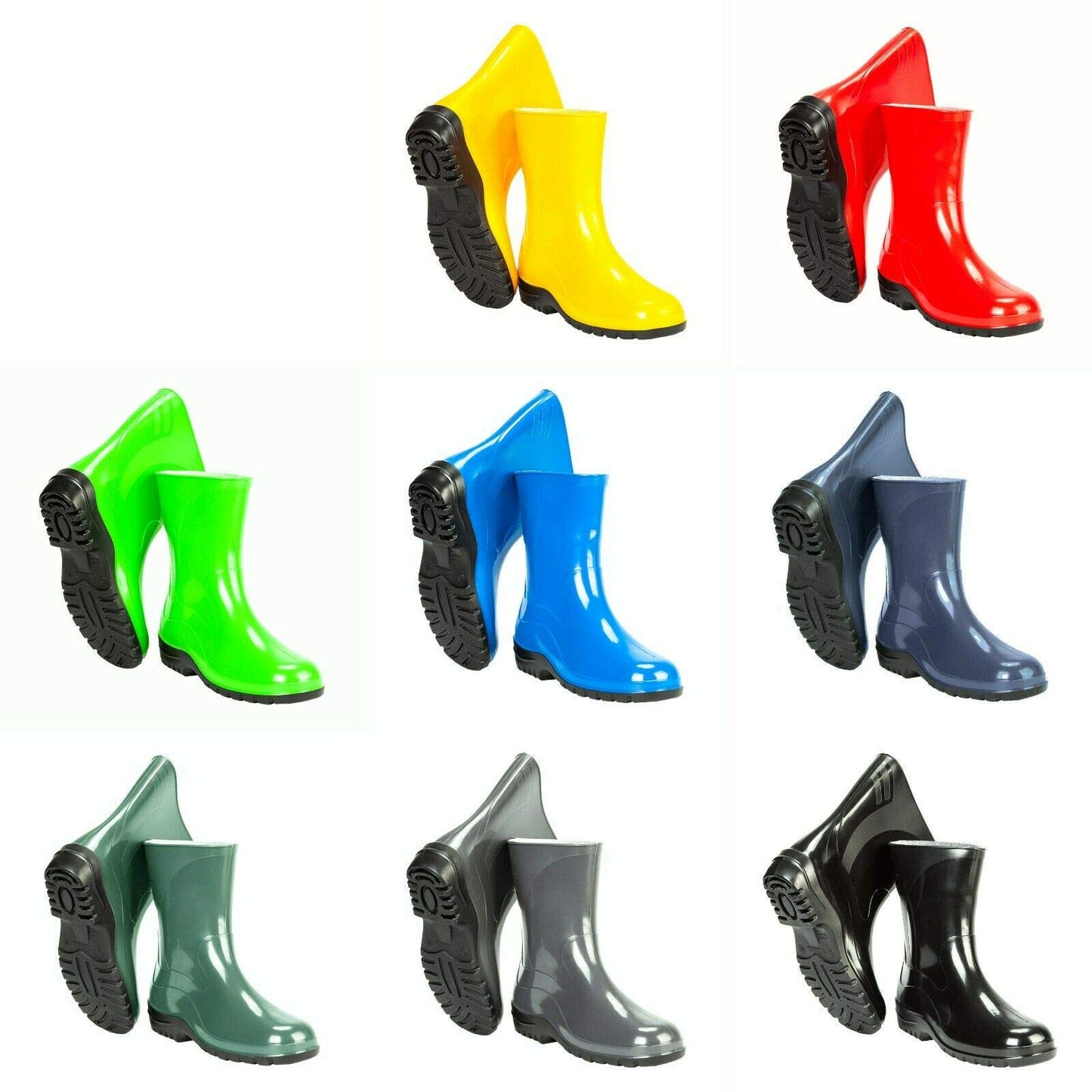 Black Women's Ladies Wellies Wellington Boots Rainy Boots Waterproof Durable Gardening (Size 6 UK / 39 EU)