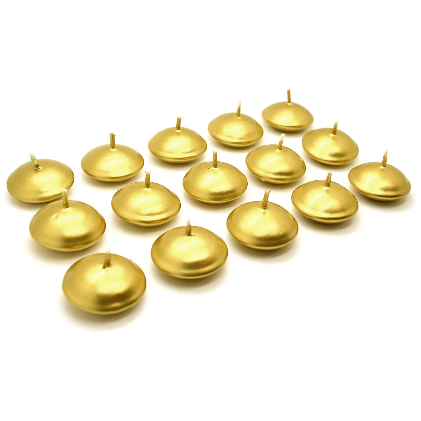 Floating Candles, Pack of 15, Unscented, Long Burning Time, Tealights Candles, Romantic Decoration Wedding Dinner Christmas (Gold)