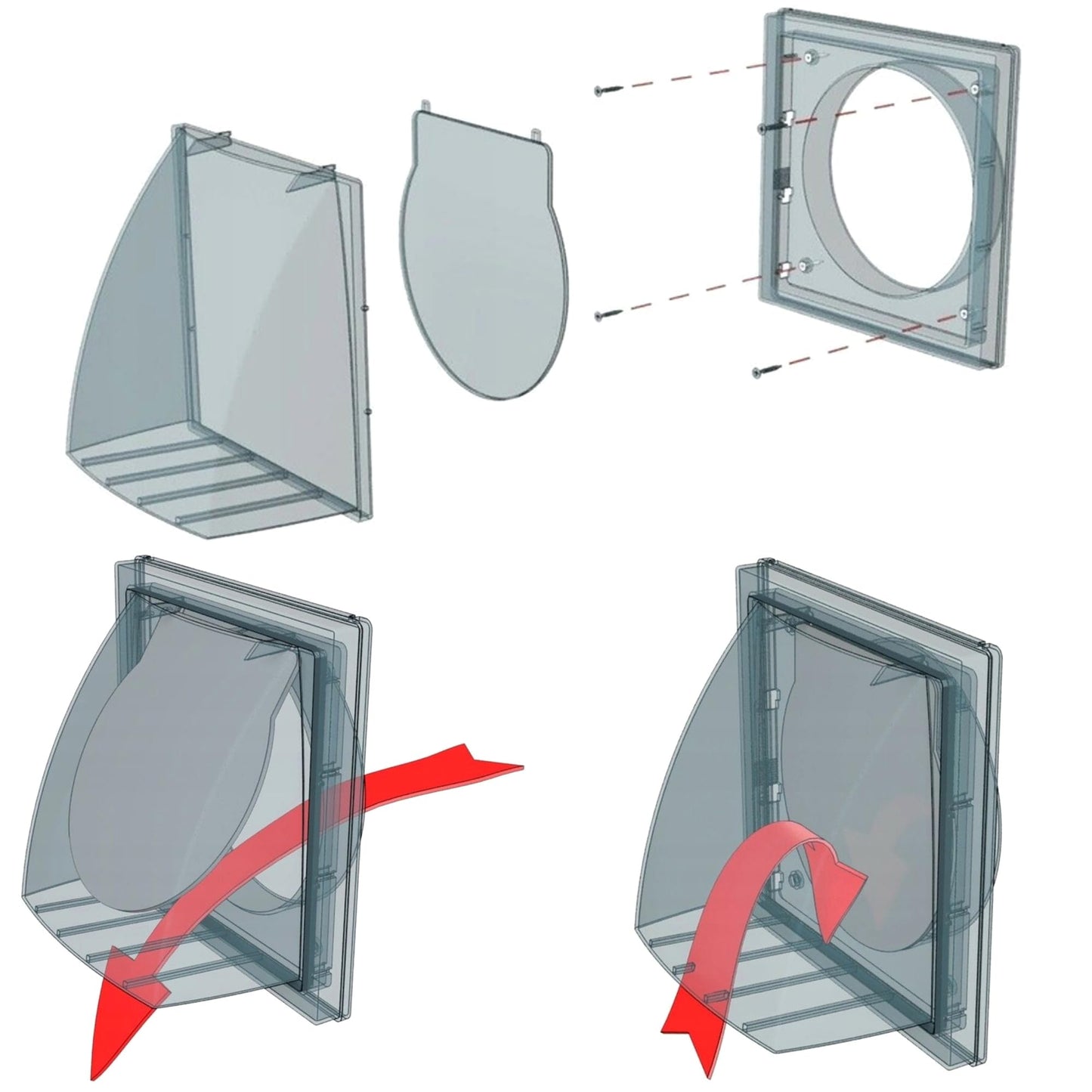 Black Gravity Flap for 125 mm / 5" Round Wall Outlet - Ventilation Duct Cover with Non-Return Shutters and Rear Spigot