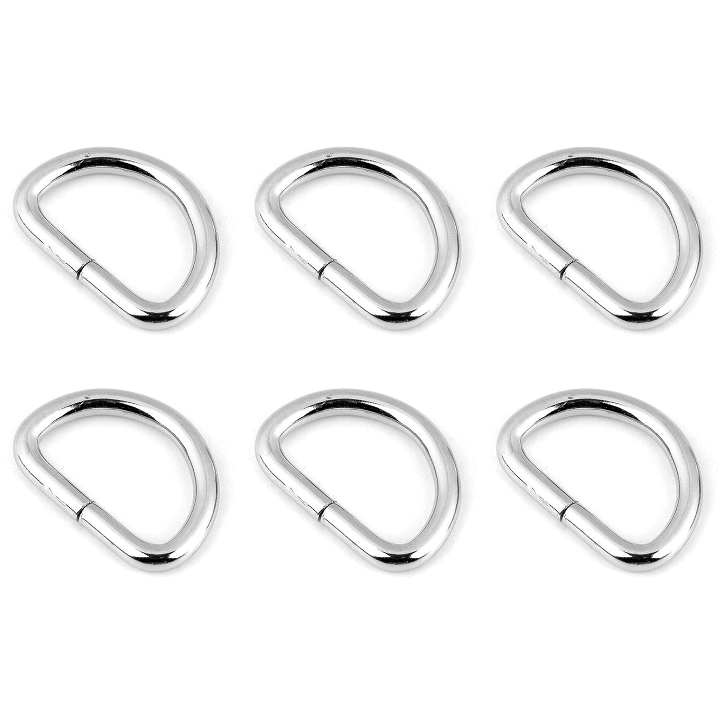 6 Pcs Buckles Set for 40 mm / 1.57" Webbing Strap, 6 x D Rings, Metal, Silver, Bag Making, Accessories, Straps, DIY, Crafts