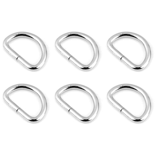 6 Pcs Buckles Set for 25 mm / 1" Webbing Strap, 6 x D Rings, Metal, Silver, Bag Making, Accessories, Straps, DIY, Crafts