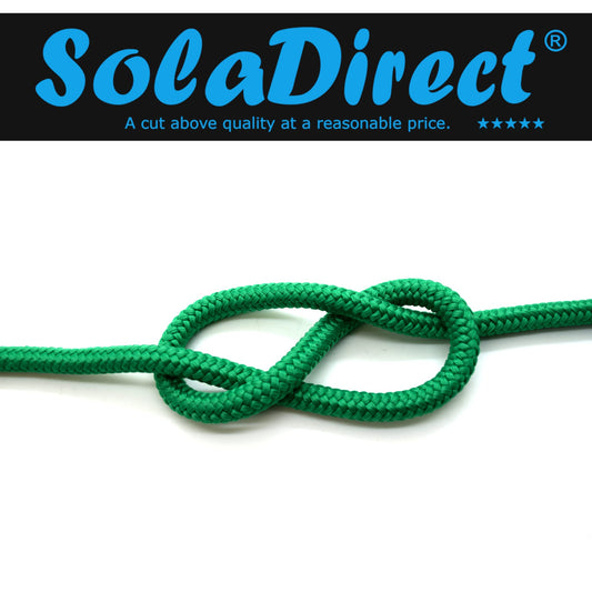 8mm x 10 metres / 32.8 ft of Green Polypropylene Rope, Solid Braided Poly Rope Cord Twine for Boating, Yachting, Camping