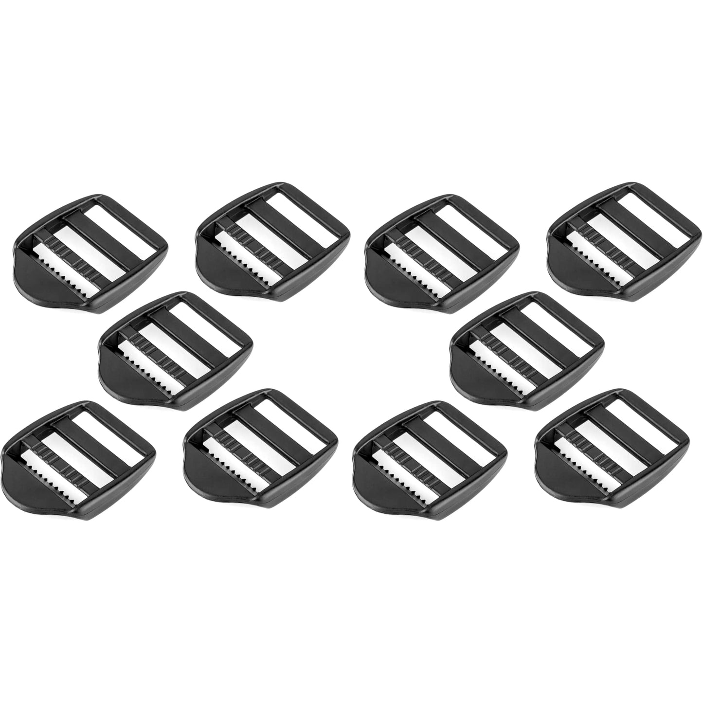 10 x Ladderlock Rucksack Sliders Buckles for 40 mm / 1.57" Webbing Strap, Black, Plastic