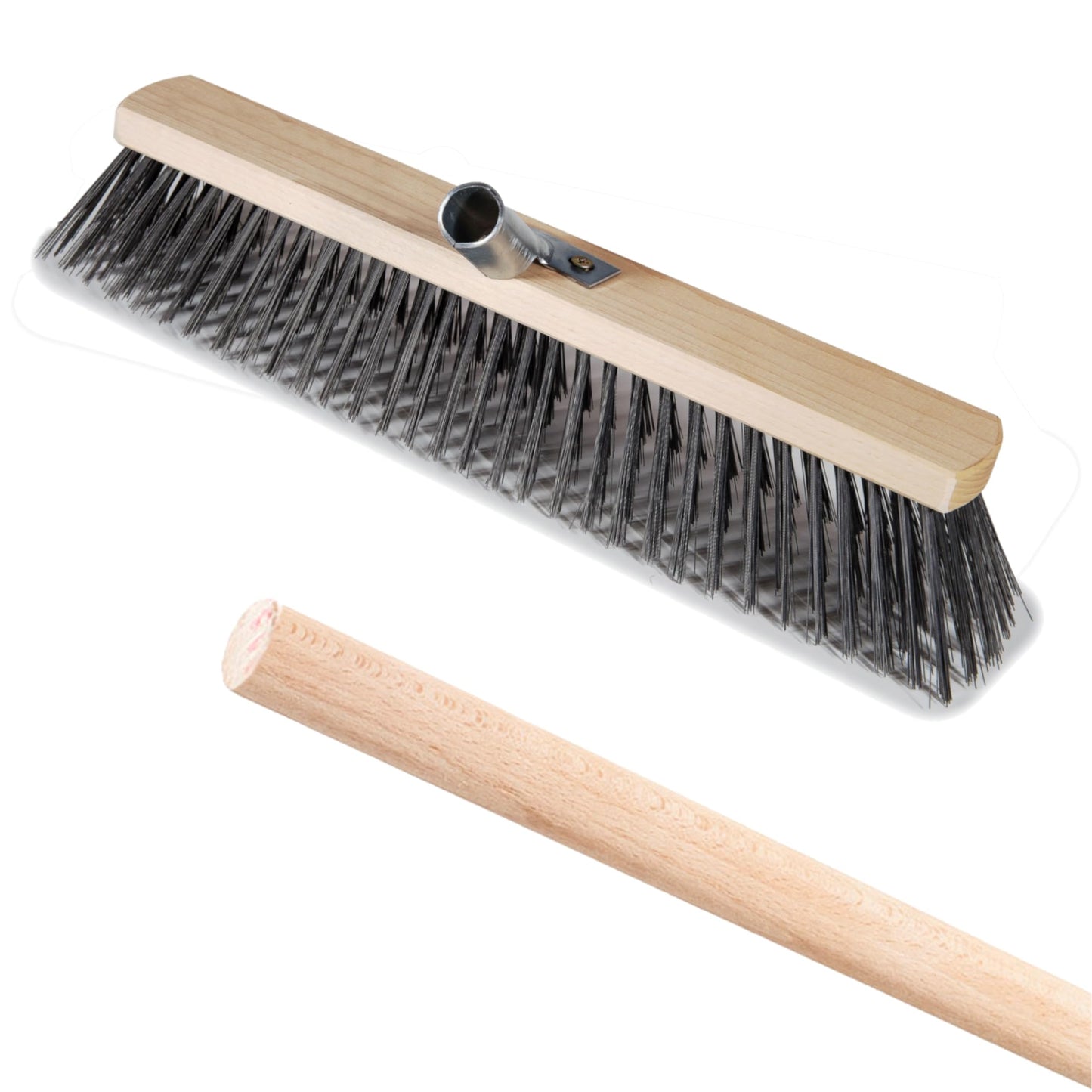 Heavy Duty Garden Broom Metal Wire Bristles Outdoor 30cm / 12" Stiff Hard Brush (with 120cm Long Handle)