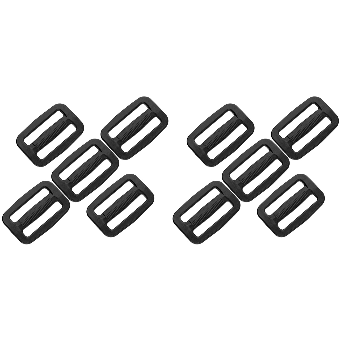 3 Bar Tri Glide Sliders Buckles Fasteners for 30 mm / 1.18 in Webbing Strap, Backpack, Bag - Black, Plastic (Pack of 10)