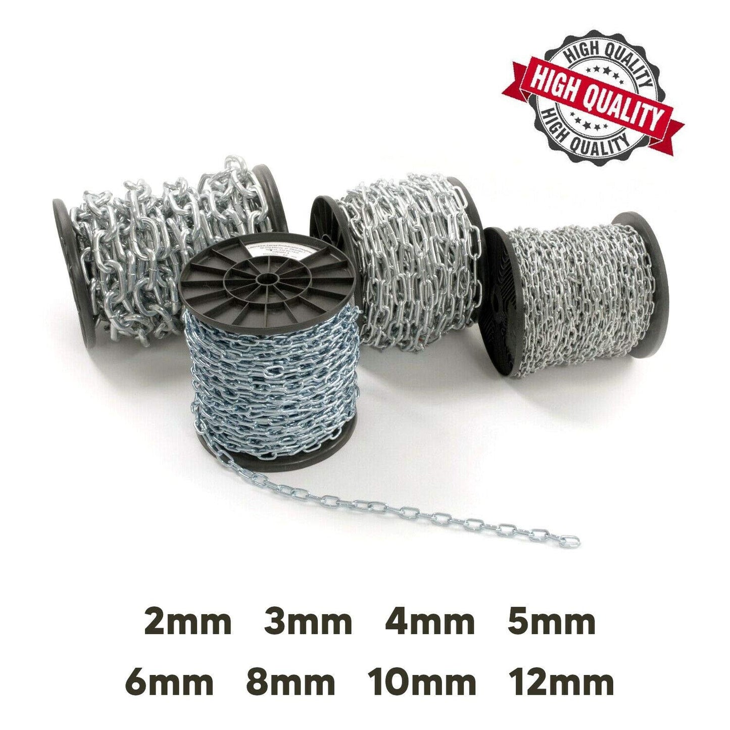 2 metres of 10 mm Strong Hot Dipped Galvanized Heavy Duty Steel Chain