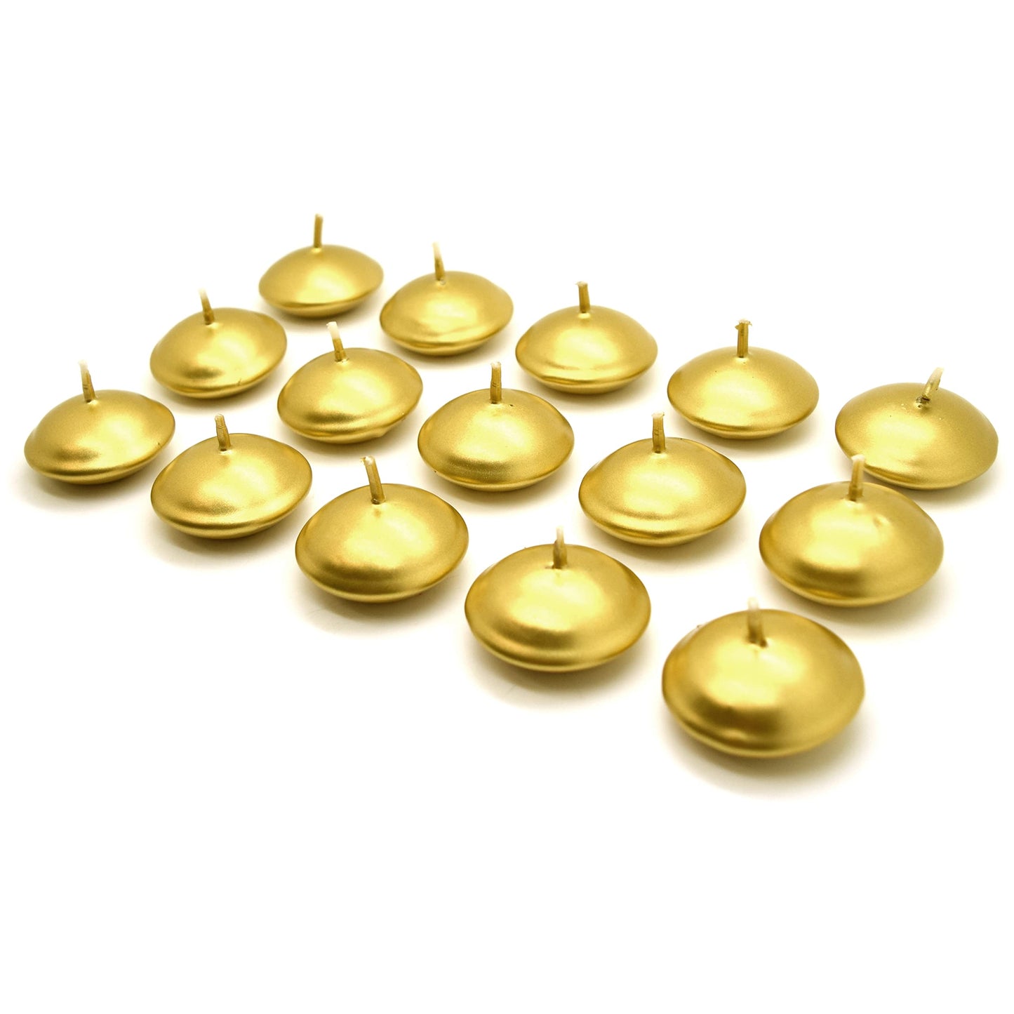 Floating Candles, Pack of 15, Unscented, Long Burning Time, Tealights Candles, Romantic Decoration Wedding Dinner Christmas (Gold)