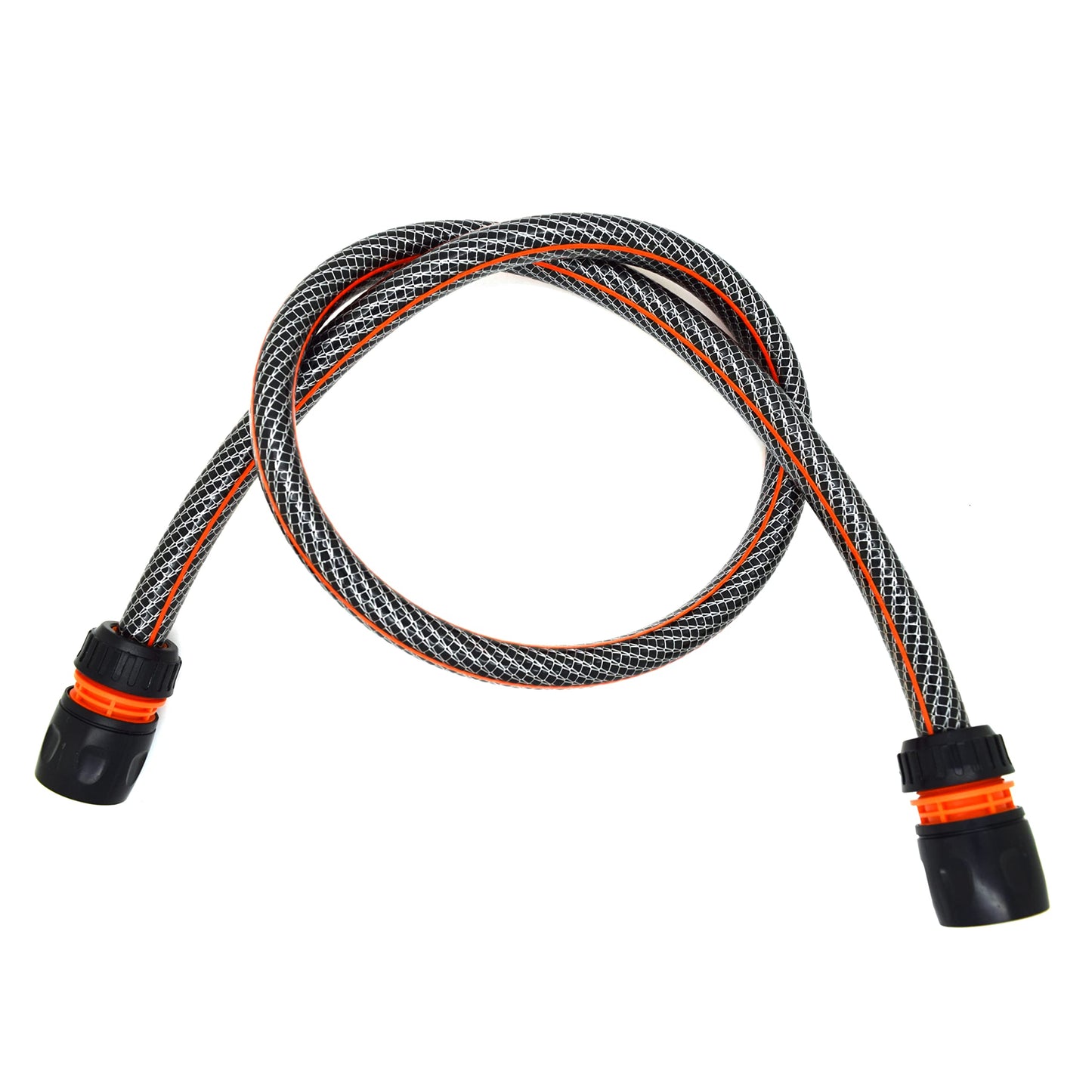 Garden Hose Pipe, Outdoor Tap to Reel Connection Set, 6 Layer Non-Toxic 1/2" Hose (Black, 2 m / 6.56 ft + 2 Quick Connectors)