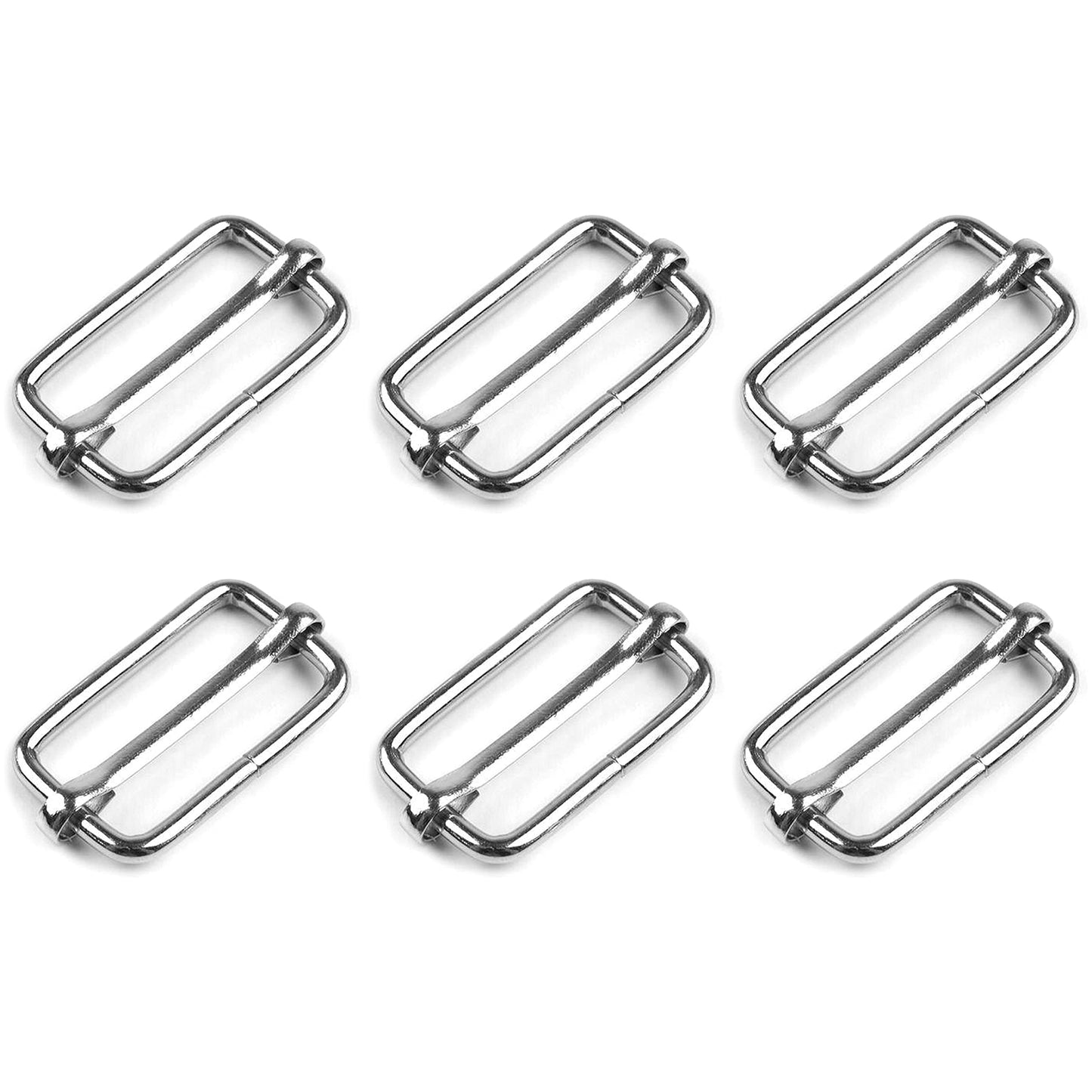 6 Pcs Buckles Set for 40 mm / 1.57" Webbing Strap, 6 x Triglide Sliders, Metal, Silver, Bag Making, Accessories, Straps, DIY