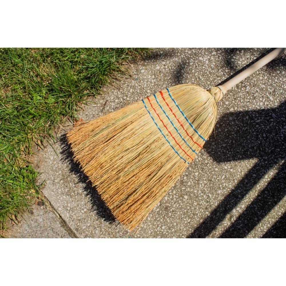 Traditional Wooden Straw Corn Broom 150 cm / 59 in Natural Garden Yard Stable Sweeping American Style Brush