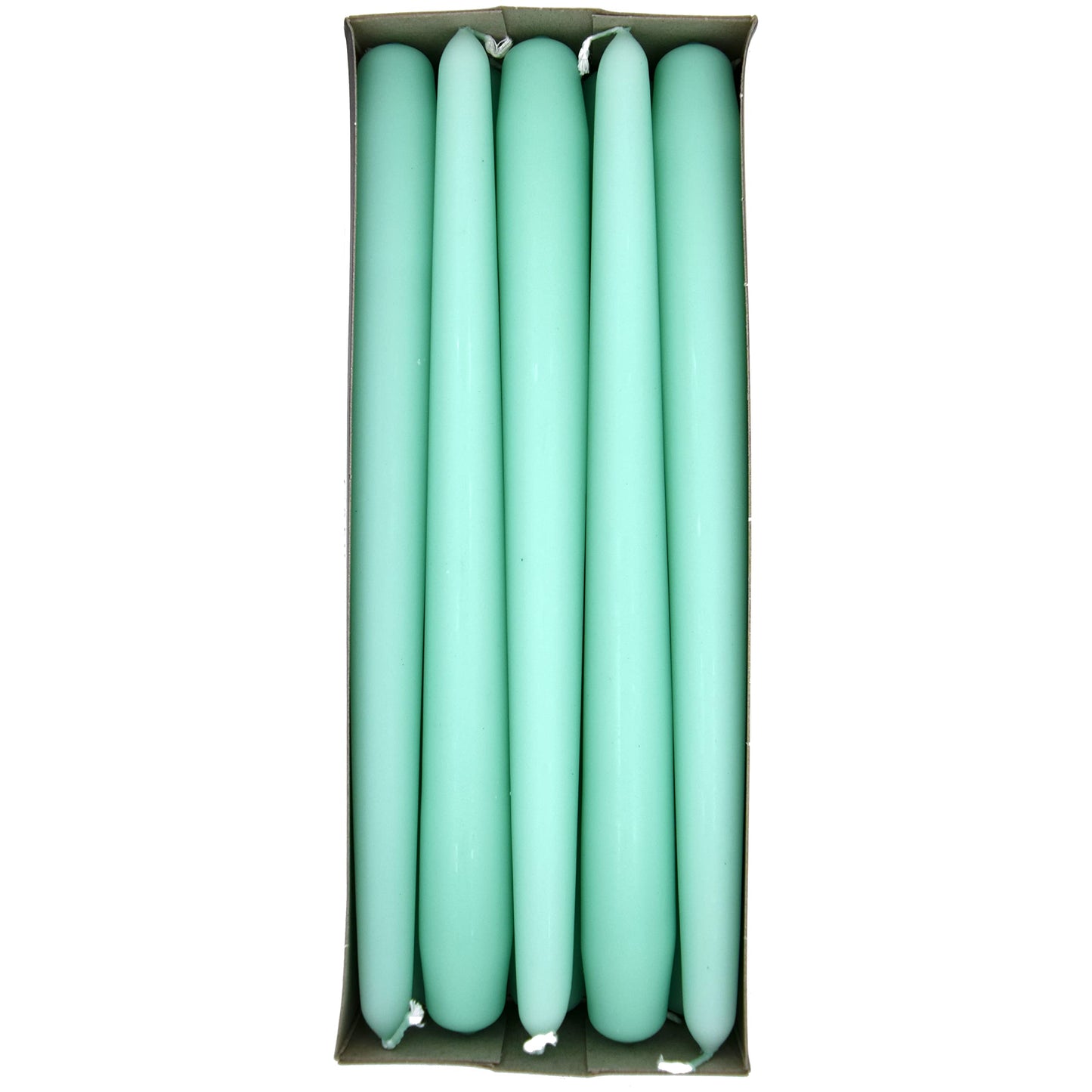 Tapered Dinner Candles, Pack of 10, Unscented, Long Burning Time, 24 cm / 9.45" (Fresh Mint, Matt)