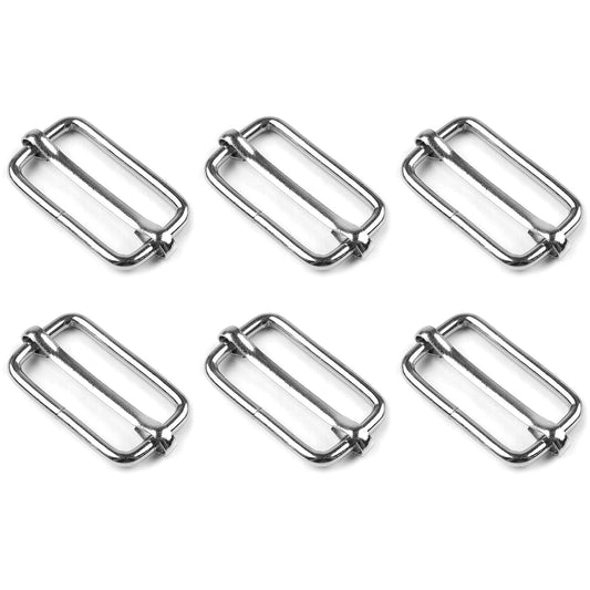 6 Pcs Buckles Set for 40 mm / 1.57" Webbing Strap, 6 x Triglide Sliders, Metal, Silver, Bag Making, Accessories, Straps, DIY