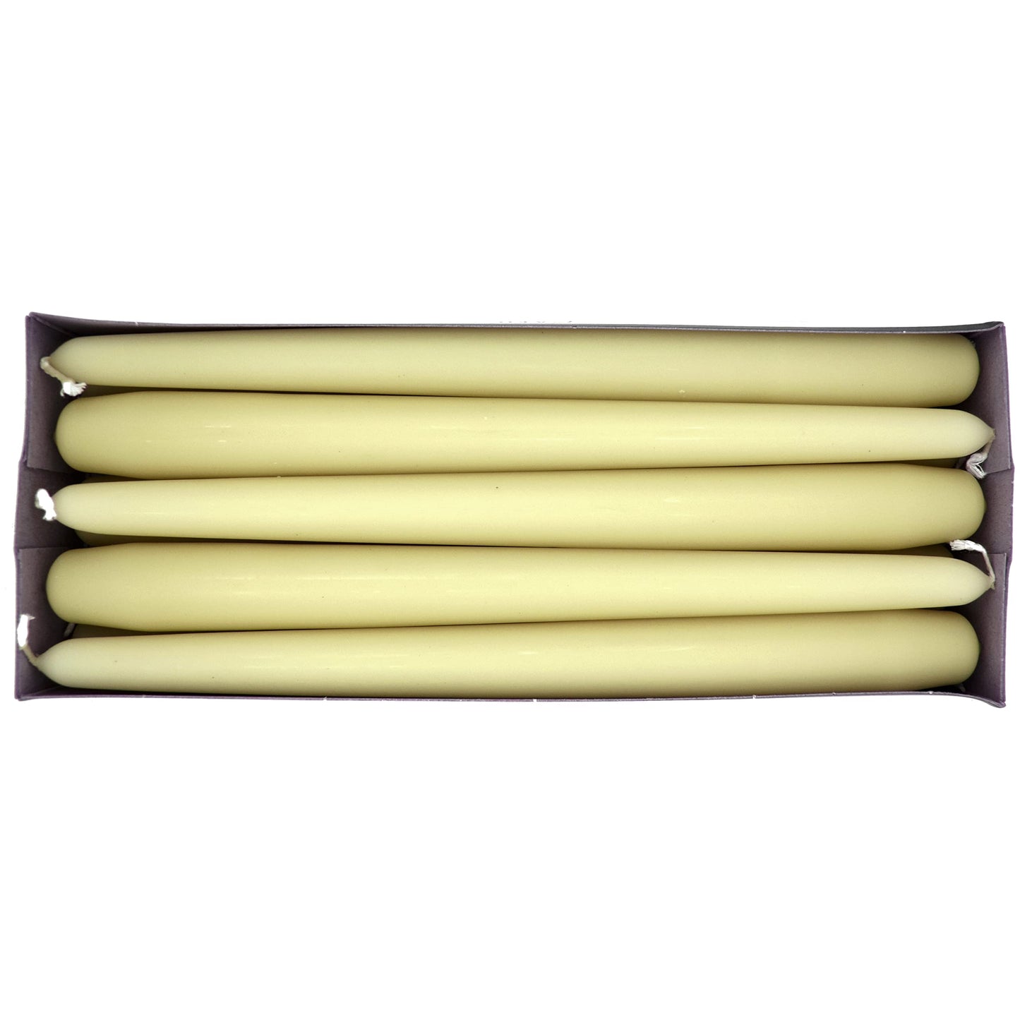 Tapered Dinner Candles, Pack of 10, Unscented, Long Burning Time, 24 cm / 9.45" (Ecru, Matt)