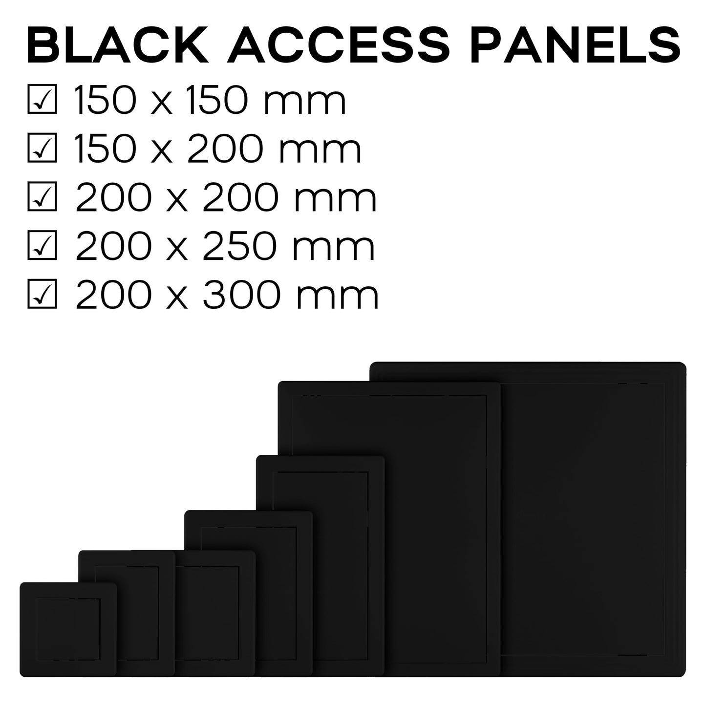 Black Access Panel, 200 mm x 300 mm Revision Door, Gas Water Electricity Service Inspection Hatch Cover, Tough and Durable ABS