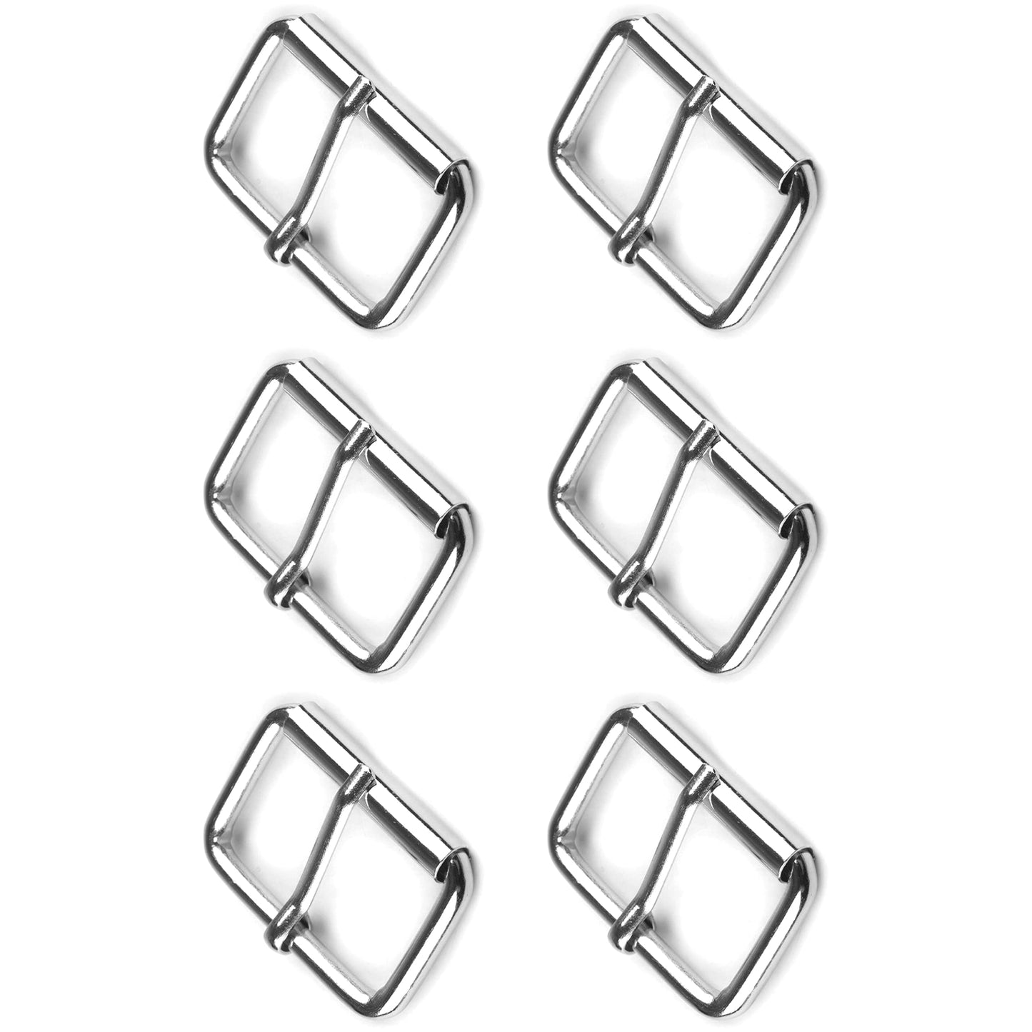6 Pcs Buckles Set for 25 mm / 1" Webbing Strap, 6 x Belt Loops, Metal, Silver, Bag Making, Accessories, Straps, DIY, Crafts