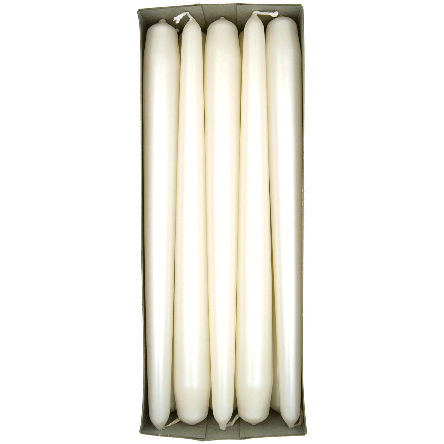 Tapered Dinner Candles, Pack of 10, Unscented, Long Burning Time, 24 cm / 9.45" (Pearl, Metallic)