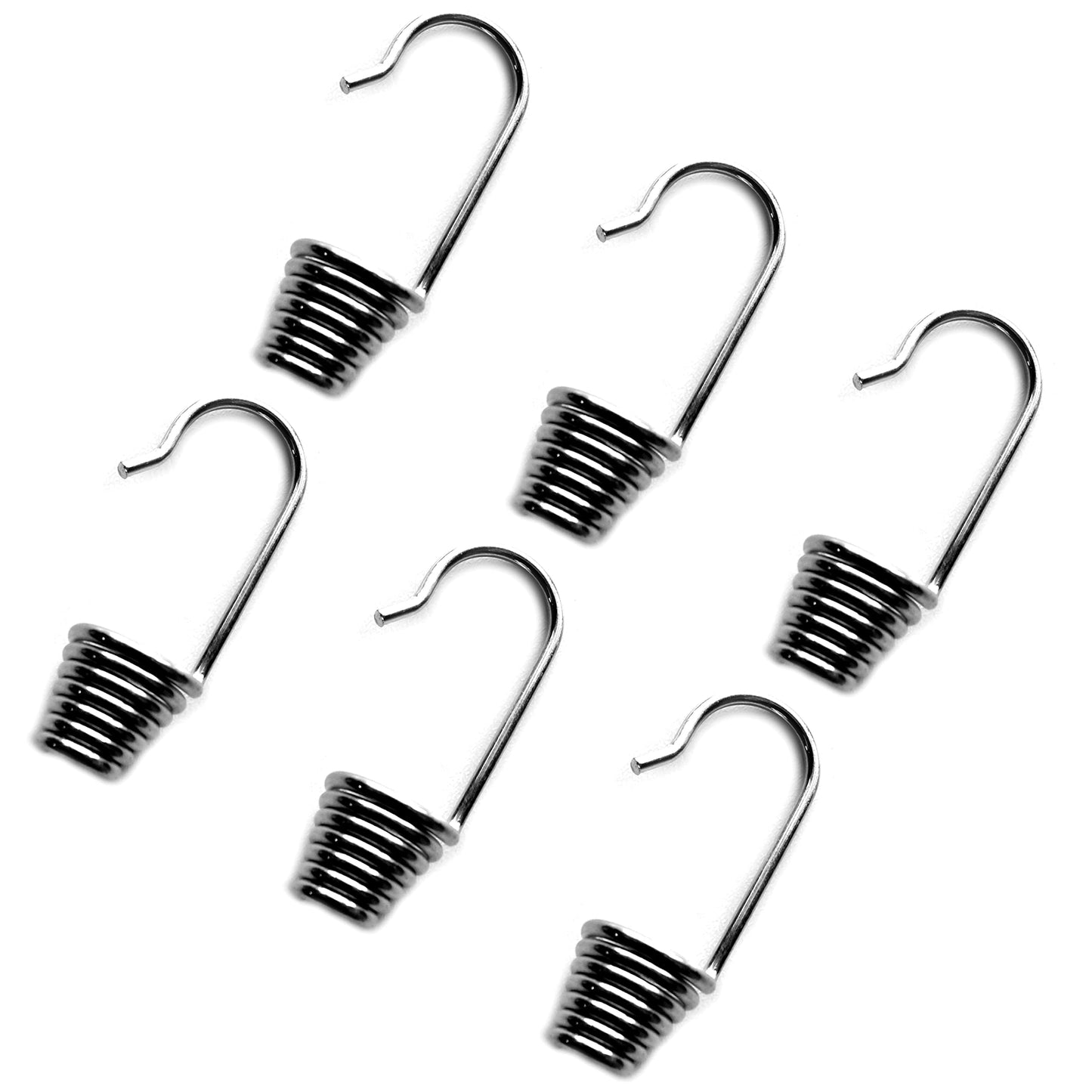 Steel Bungee Shock Cord Hook Spiral Wire Hooks End for 6 mm Elastic Rope Strapping Tape (6 mm, 6 pieces)