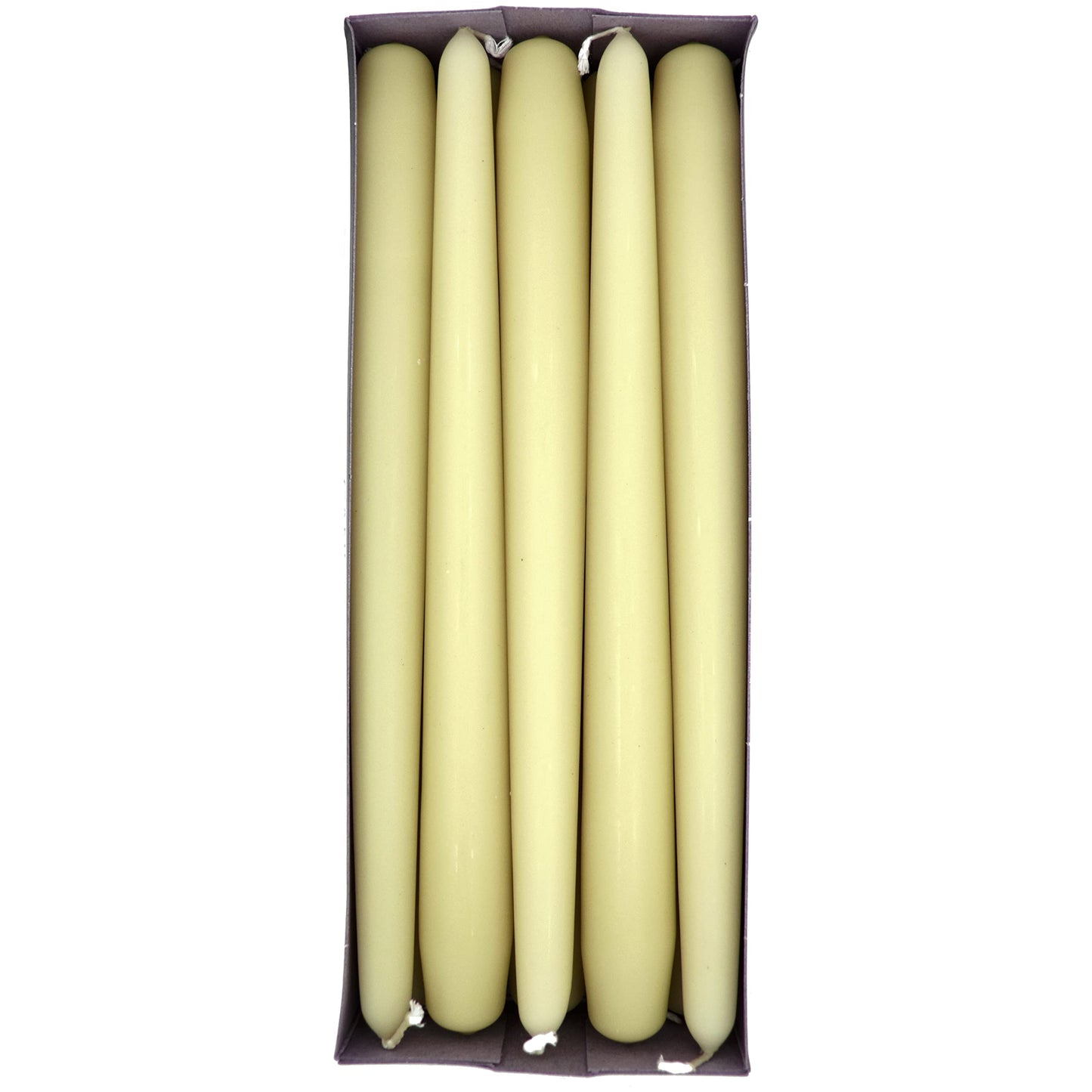 Tapered Dinner Candles, Pack of 10, Unscented, Long Burning Time, 24 cm / 9.45" (Ecru, Matt)