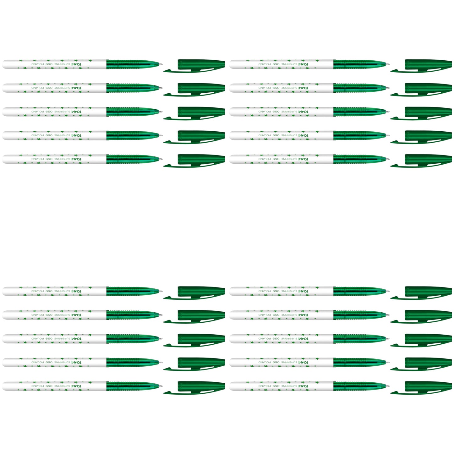 Ballpoint Pens, Smudge Free Ballpoint Pens, Extra Fine Point 0.5 mm, Ideal for School, Office, Everyday Use (Green, 20 Pens)