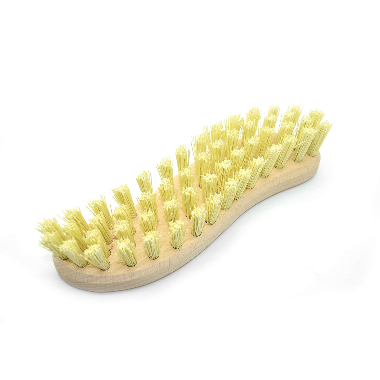 2 x Large Traditional Floor Scrubbing Brushes Hard Bristle Beech Wooden Handle Yellow Bristle