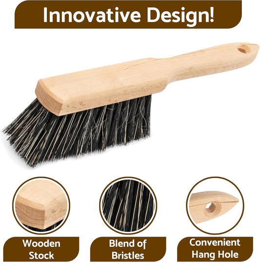 Hand Brush, Counter Brush, Wooden Bench Brush with Anti-Static Natural and Synthetic Bristles for Efficient Household Cleaning of