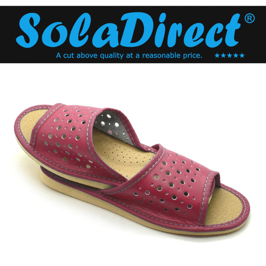 Women's Faux Leather Slippers Shoes, Open Toe Comfortable Slip-On Sandals Mules for Ladies (Pink, Size UK 7)