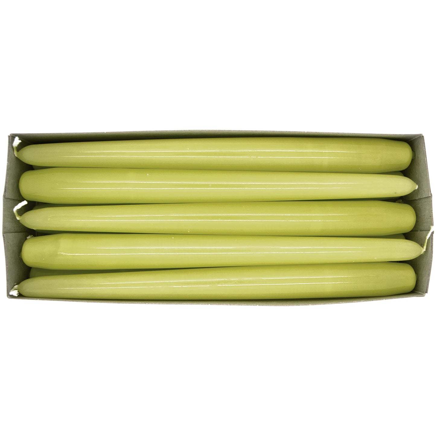 Tapered Dinner Candles, Pack of 10, Unscented, Long Burning Time, 24 cm / 9.45" (Pistachio, Varnished)