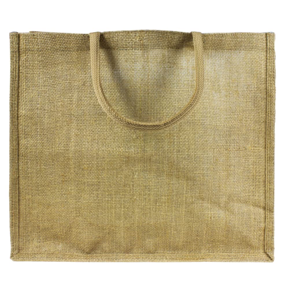 Pack of 3 Jumbo Large Natural Hessian Jute Bags 36 x 42 x 15 cm (Laminated Interior)