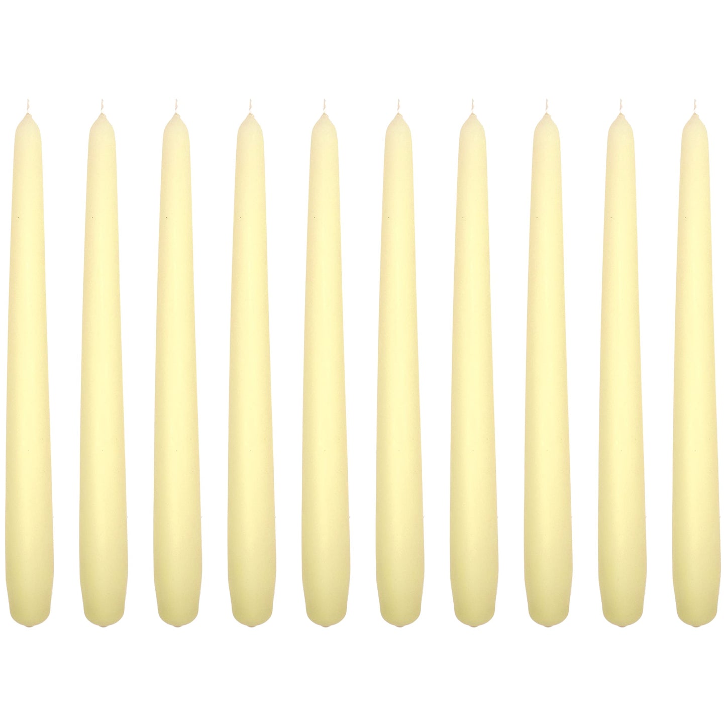 Tapered Dinner Candles, Pack of 10, Unscented, Long Burning Time, 24 cm / 9.45" (Ecru, Matt)