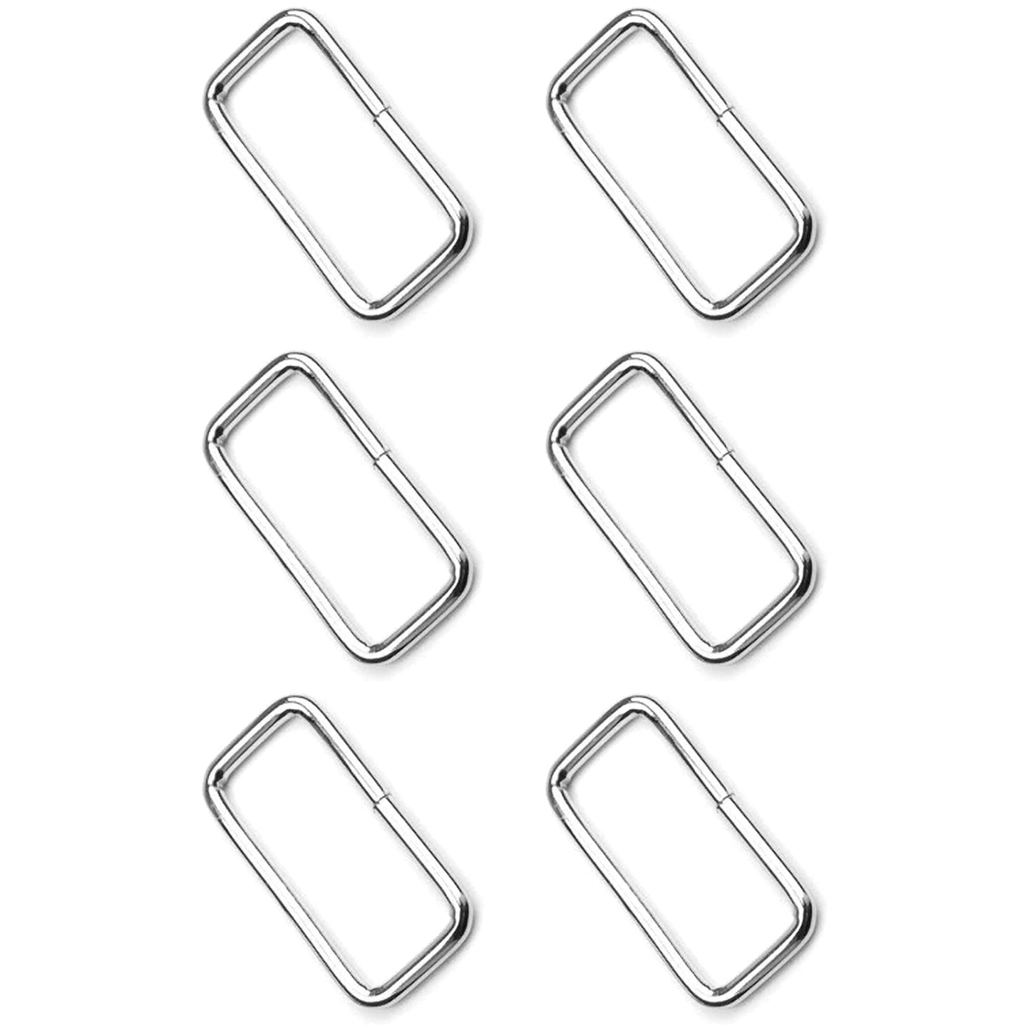 6 Pcs Buckles Set for 25 mm / 1" Webbing Strap, 6 x Rectangular Loops, Metal, Silver, Bag Making, Accessories, Straps, DIY, Crafts