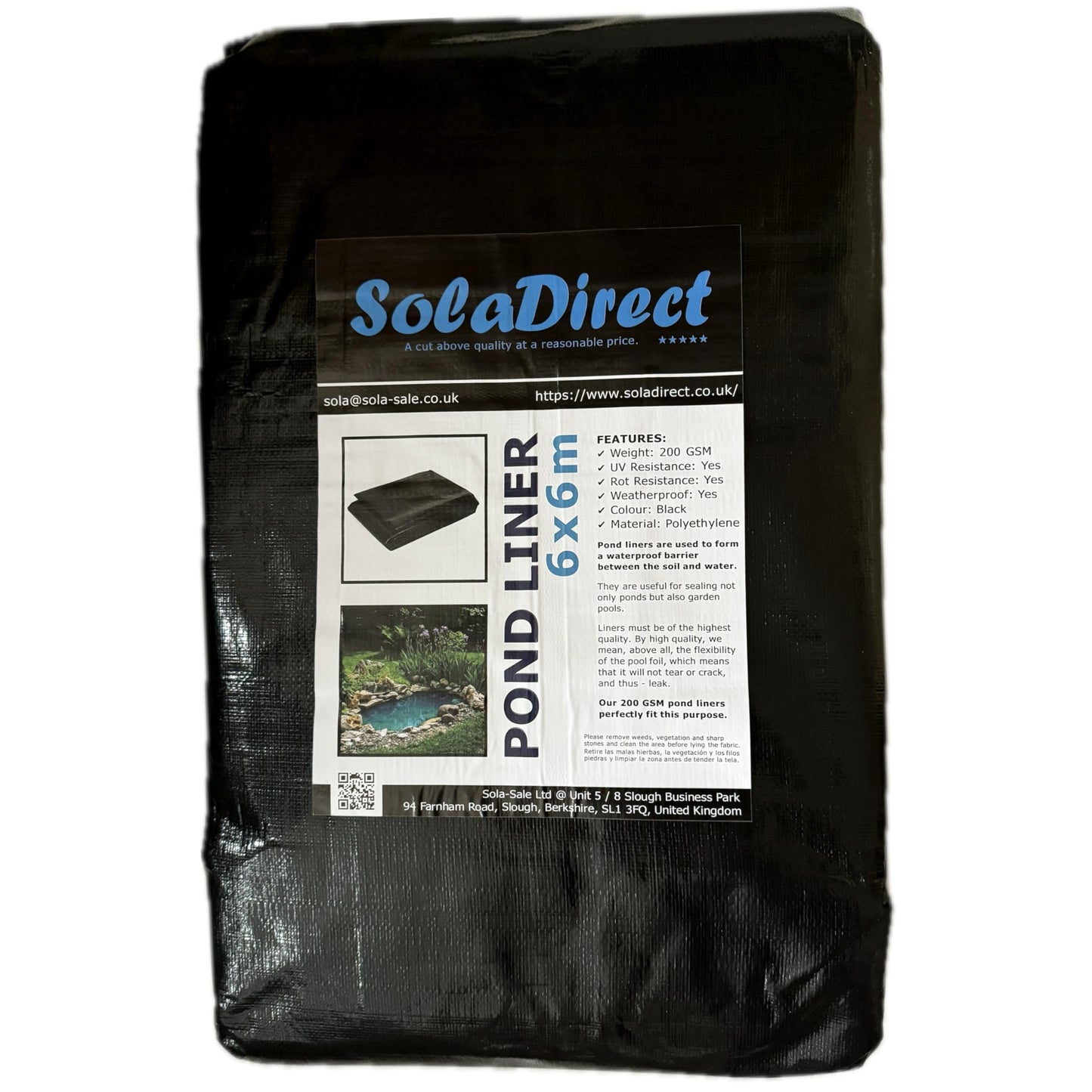 Pond Liner - 6 x 6 m / 19.5 x 19.5 ft - Perfect for Garden Ponds, Water Features, Koi & Fish Pools, Wildlife - UV & Tear Resistant