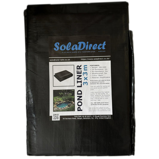 Pond Liner - 3 x 3 m / 9.5 x 9.5 ft - Perfect for Garden Ponds, Water Features, Koi & Fish Pools, Wildlife - UV and Tear Resistant