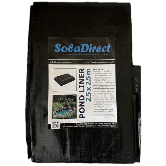 Pond Liner - 2.5 x 2.5 m / 8 x 8 ft - Perfect for Garden Ponds, Water Features, Koi & Fish Pools, Wildlife - UV and Tear Resistant
