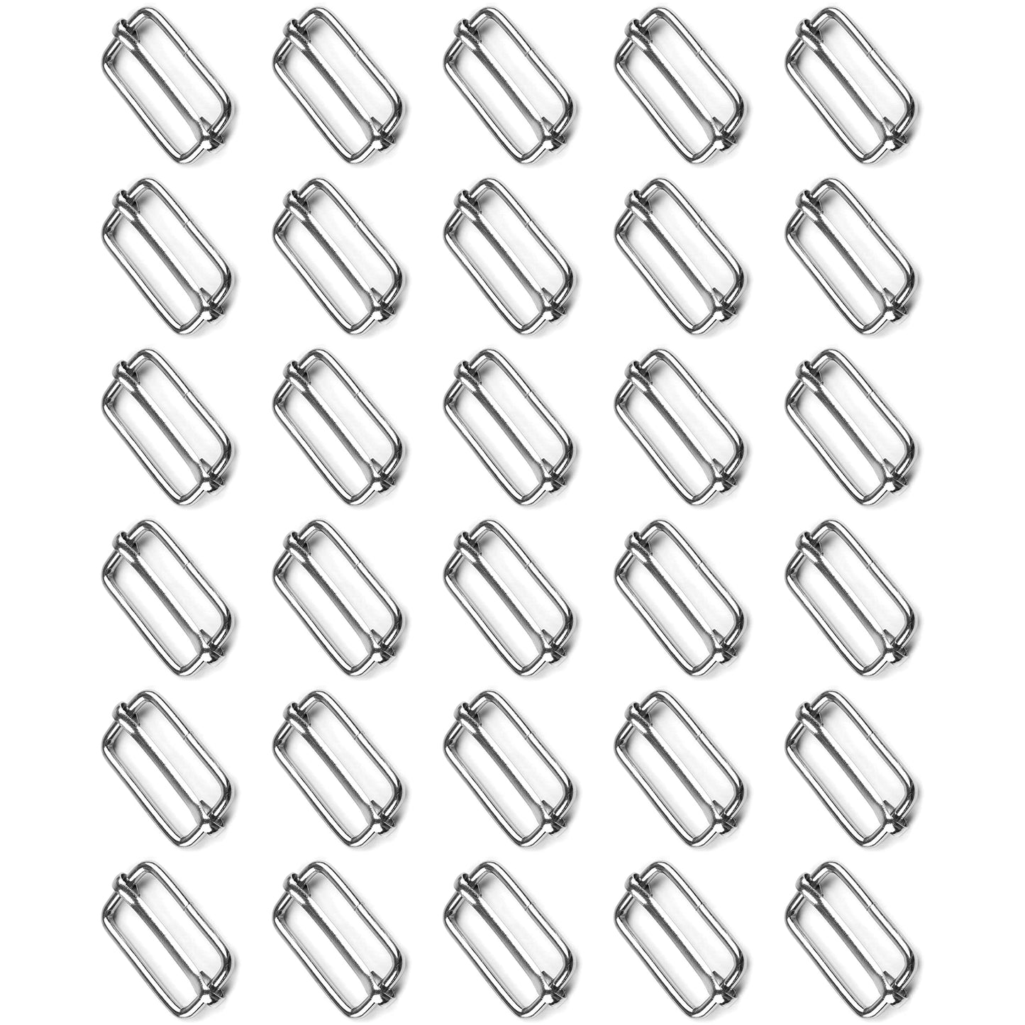 30 Pcs Buckles Set for 40 mm / 1.57" Webbing Strap, 30 x Triglide Sliders, Metal, Silver, Bag Making, Accessories, Straps, DIY