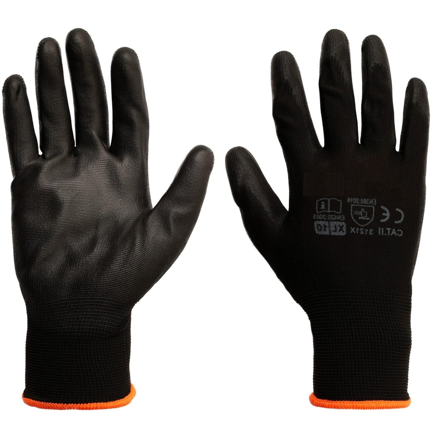 24 Pairs of Work Gloves, Heavy-Duty PU Coated Protective Gloves, Secure & Anti-Slip Grip, Wear Resistant (Black, Medium)
