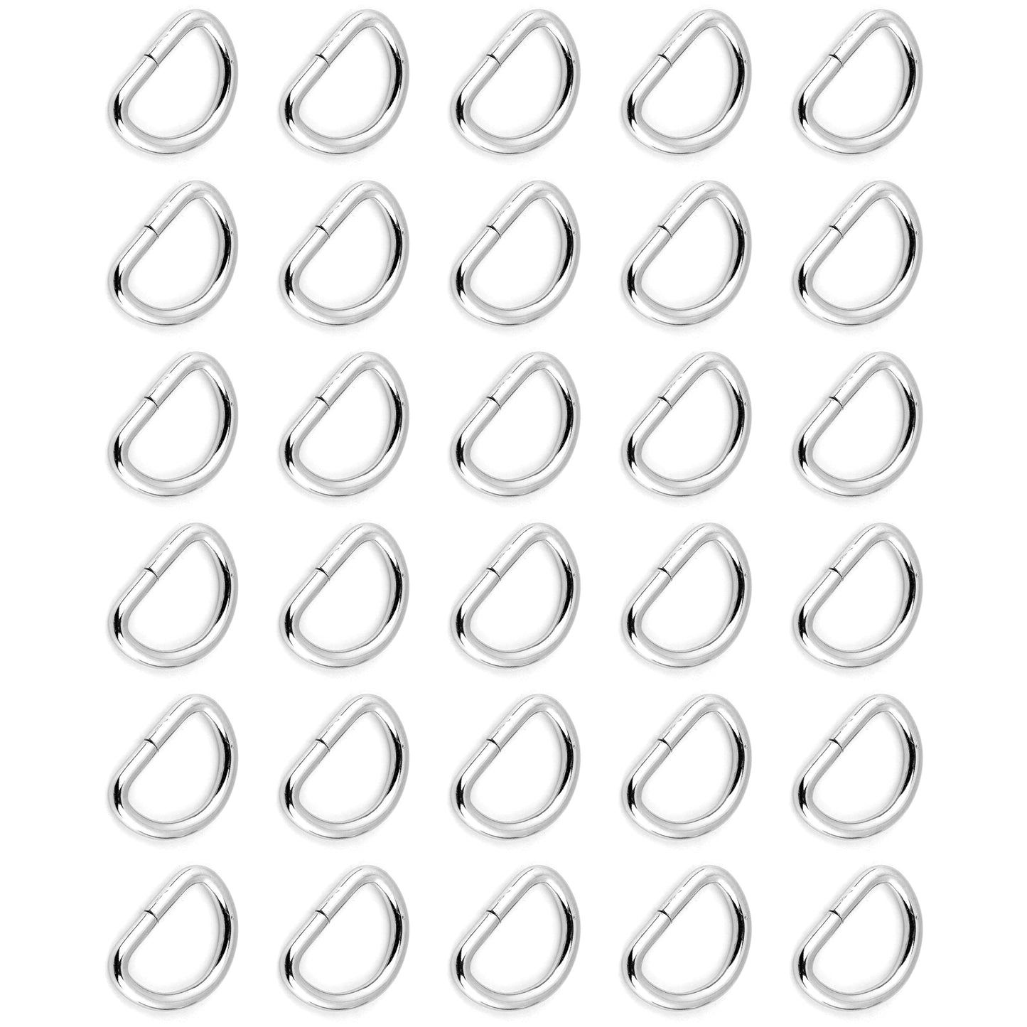 30 Pcs Buckles Set for 40 mm / 1.57" Webbing Strap, 30 x D Rings, Metal, Silver, Bag Making, Accessories, Straps, DIY, Crafts
