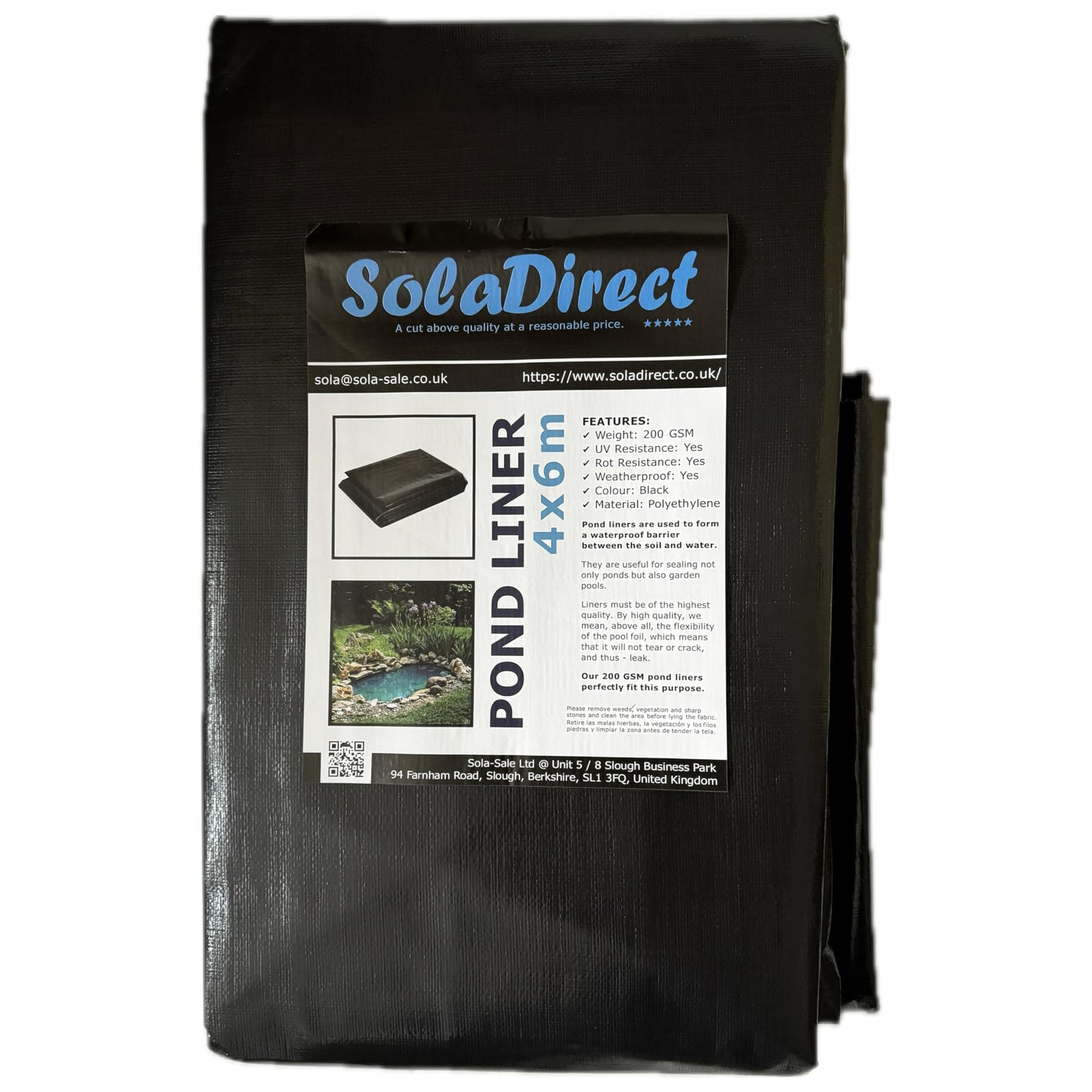 Pond Liner - 4 x 6 m / 13 x 19.5 ft - Perfect for Garden Ponds, Water Features, Koi & Fish Pools, Wildlife - UV and Tear Resistant