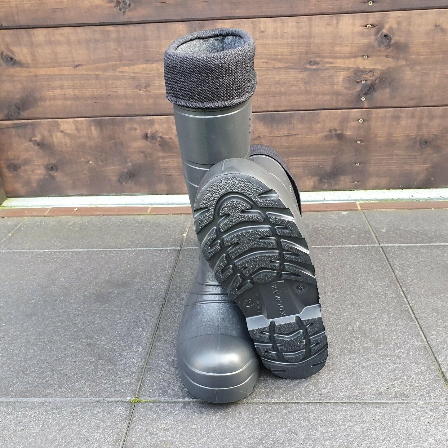 Black Men's Wellington Boots Fleece Lined Insulated Waterproof Wellies EVA (Size 8 UK / 42 EU)