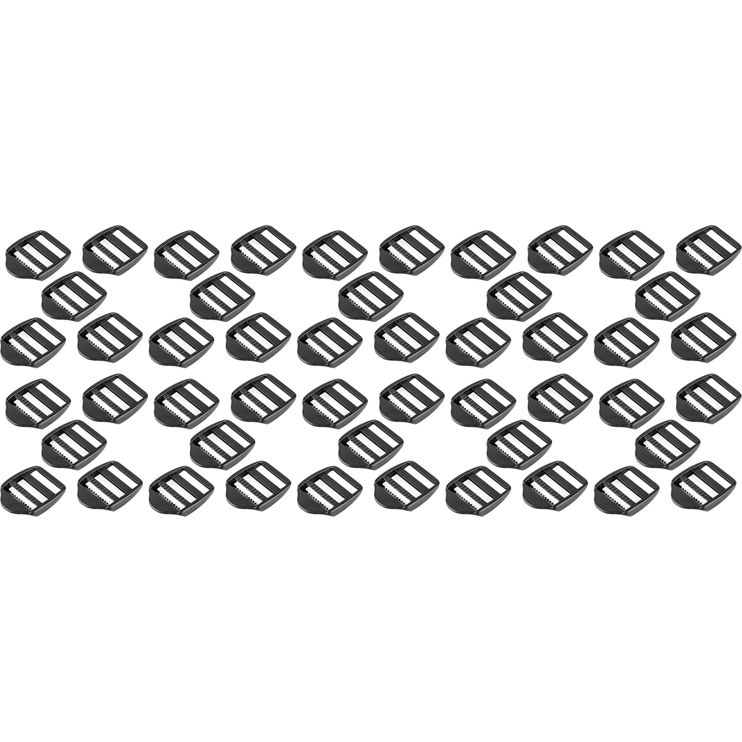 50 x Ladderlock Rucksack Sliders Buckles for 25 mm / 1 inch Webbing Strap, Black, Plastic