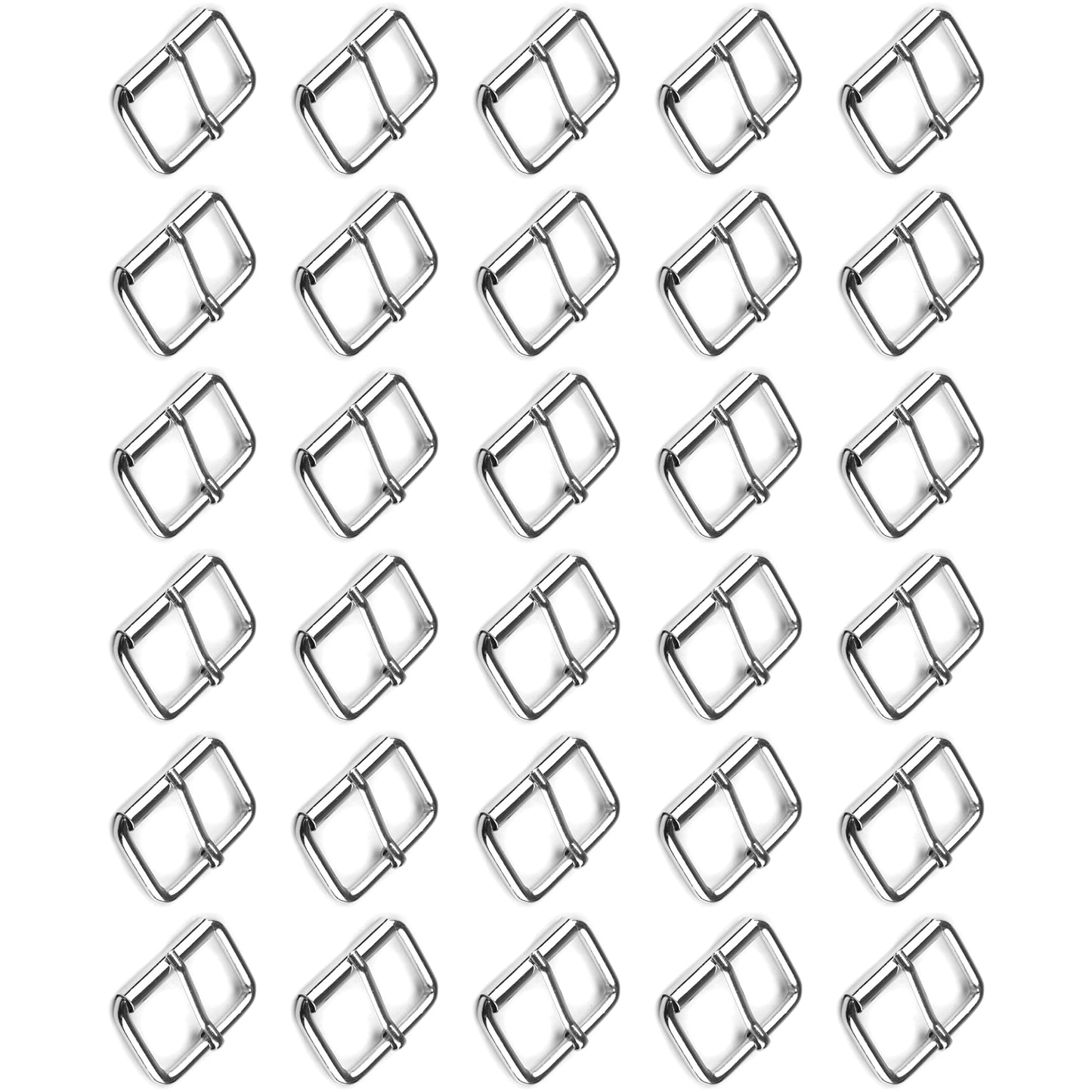 30 Pcs Buckles Set for 40 mm / 1.57" Webbing Strap, 30 x Belt Loops, Metal, Silver, Bag Making, Accessories, Straps, DIY, Crafts