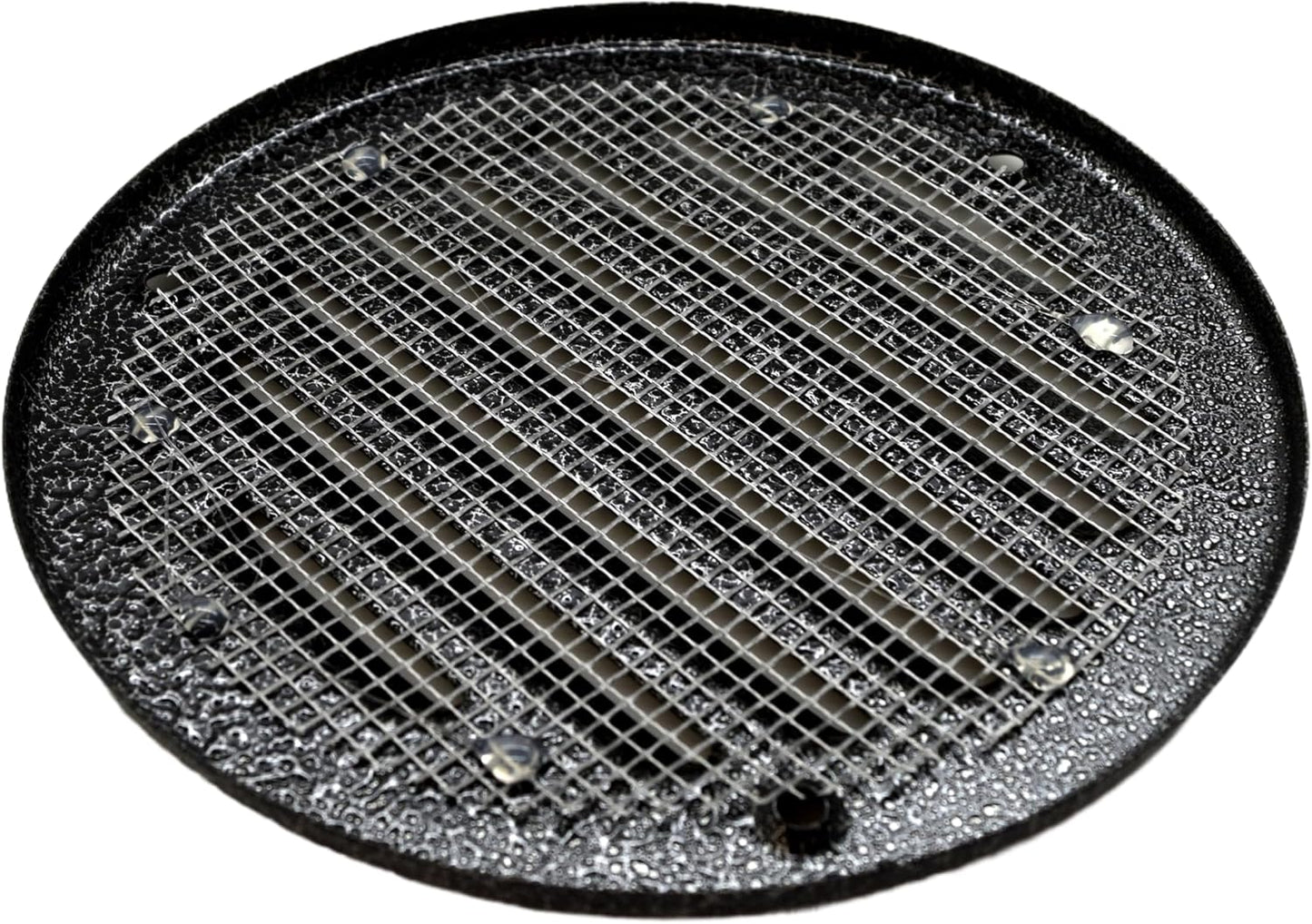 Graphite Grey Louvred Wall Vent Grille with Flyscreen, Fits 150 mm / 6 in Ducts, Round Ventilation Grille with Flat Back