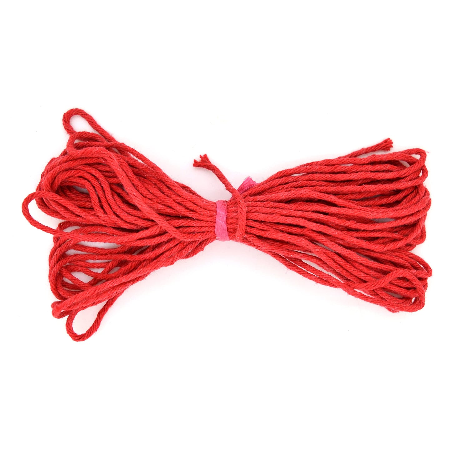 Premium Red Macrame Cord Twine, 10 m / 32 ft of 3 mm Thick Natural Cotton Thread Yarn Macrame Rope for DIY Crafts (Hank)