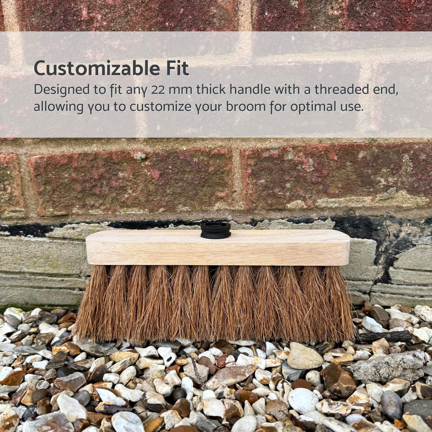 12-Inch Natural Soft Coco Sweeping Broom Head - Eco-Friendly Soft Bristle Sweeping Brush - Ideal for Indoors and Outdoors