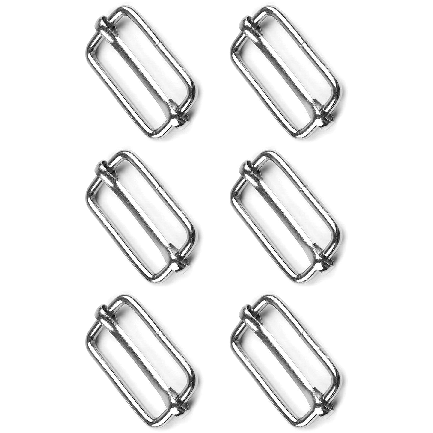 6 Pcs Buckles Set for 40 mm / 1.57" Webbing Strap, 6 x Triglide Sliders, Metal, Silver, Bag Making, Accessories, Straps, DIY