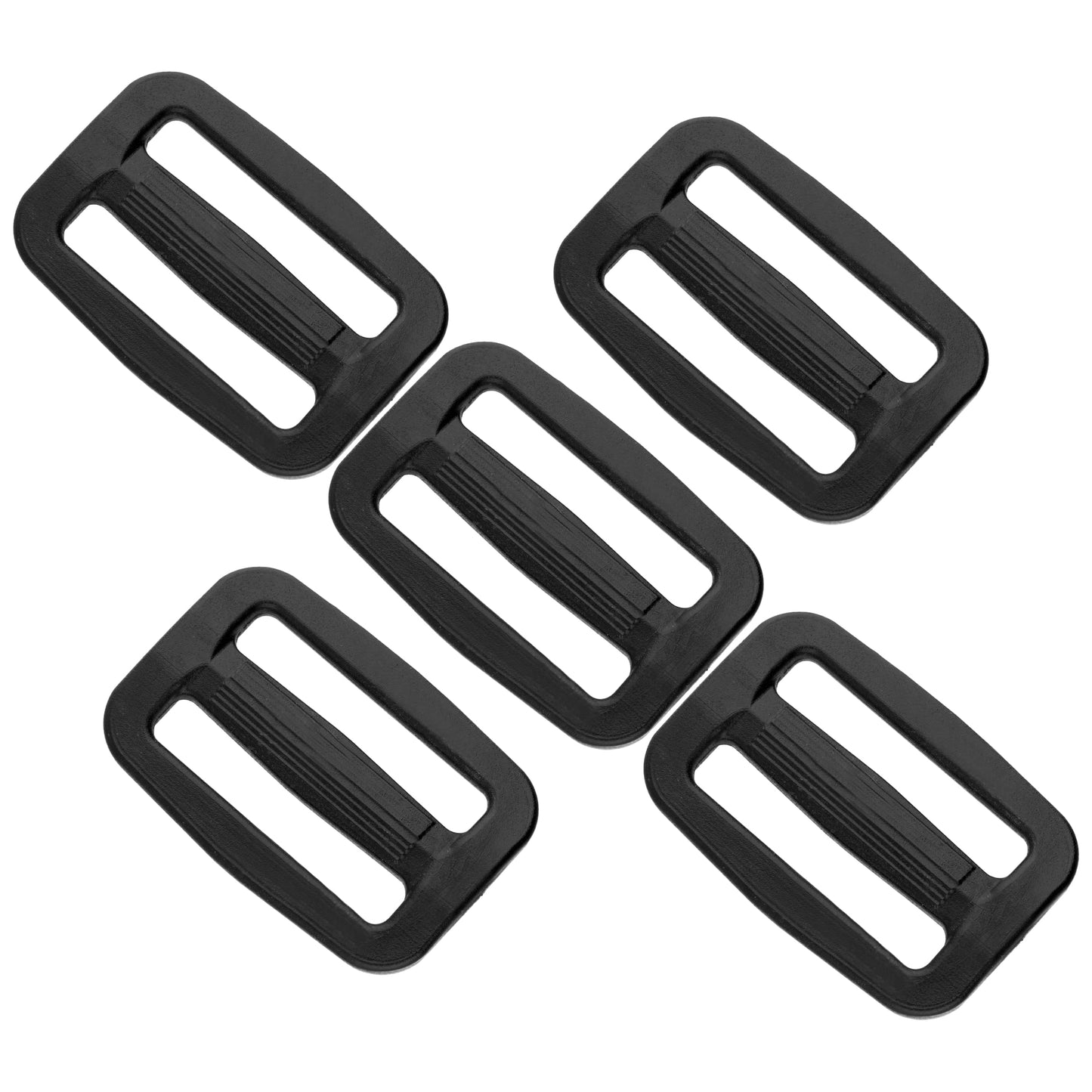 3 Bar Tri Glide Sliders Buckles Fasteners for 38 mm / 1.5 in Webbing Strap, Backpack, Bag - Black, Plastic (Pack of 5)