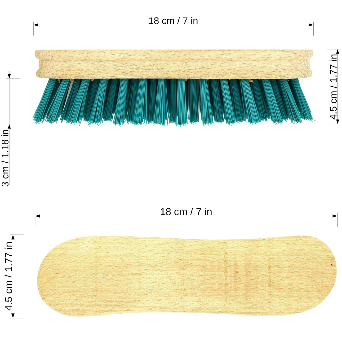 2 x Wooden Hand Scrubbing Brush with Stiff Bristles, Multipurpose and Water Resistant, Easy to Use and Long-Lasting