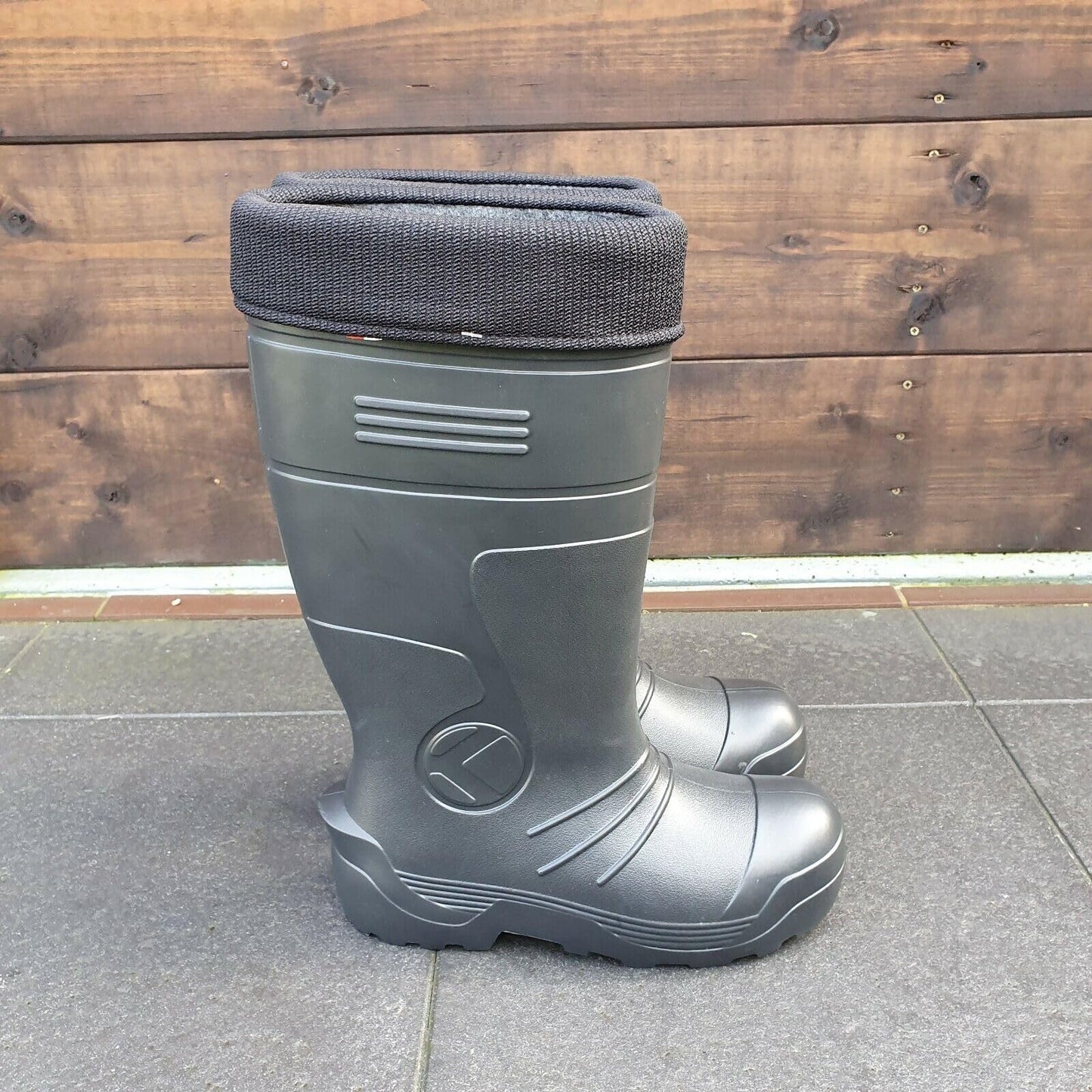 Black Men's Wellington Boots Fleece Lined Insulated Waterproof Wellies EVA (Size 8 UK / 42 EU)