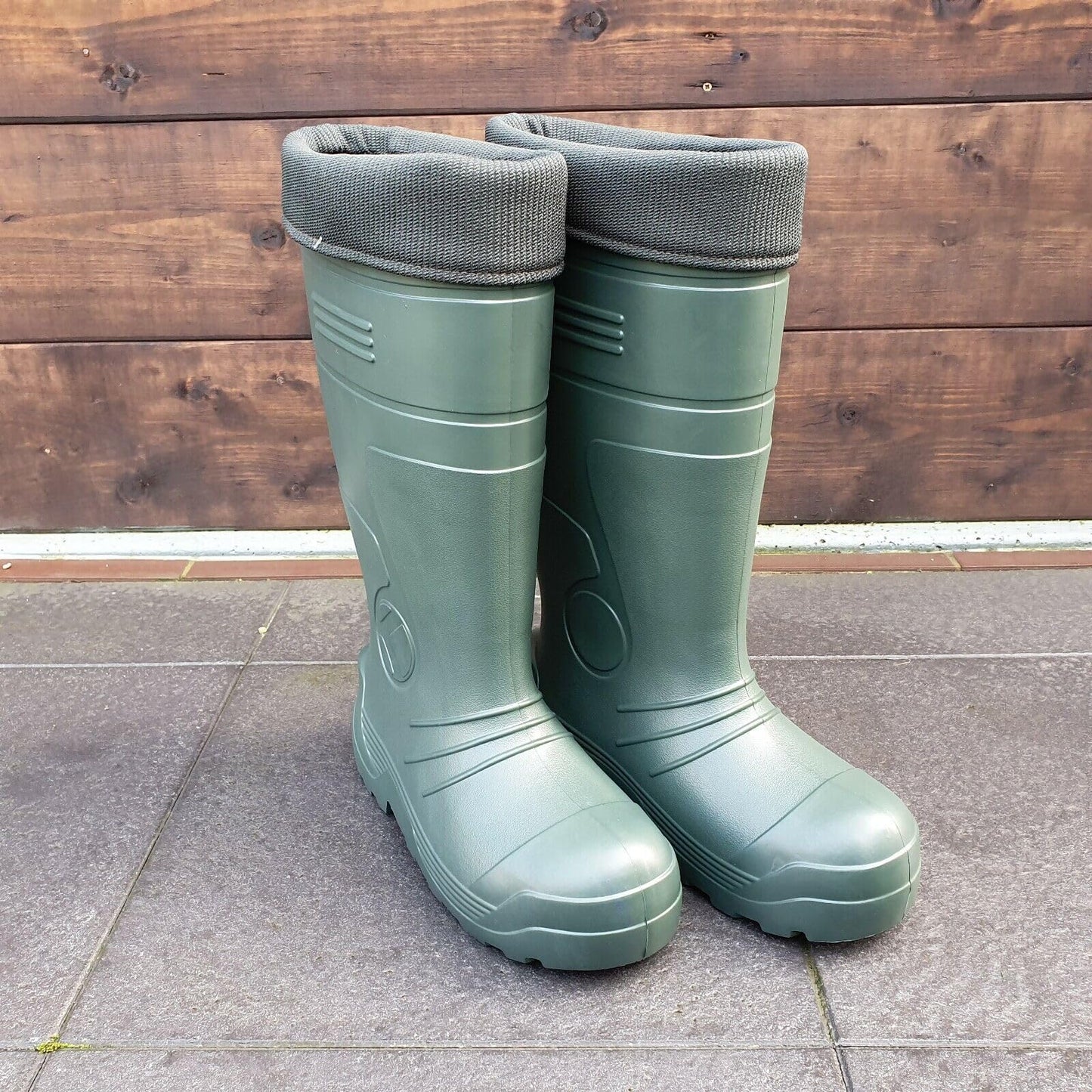 Green Men's Wellington Boots Fleece Lined Insulated Waterproof Wellies EVA (Size 9.5 UK / 44 EU)