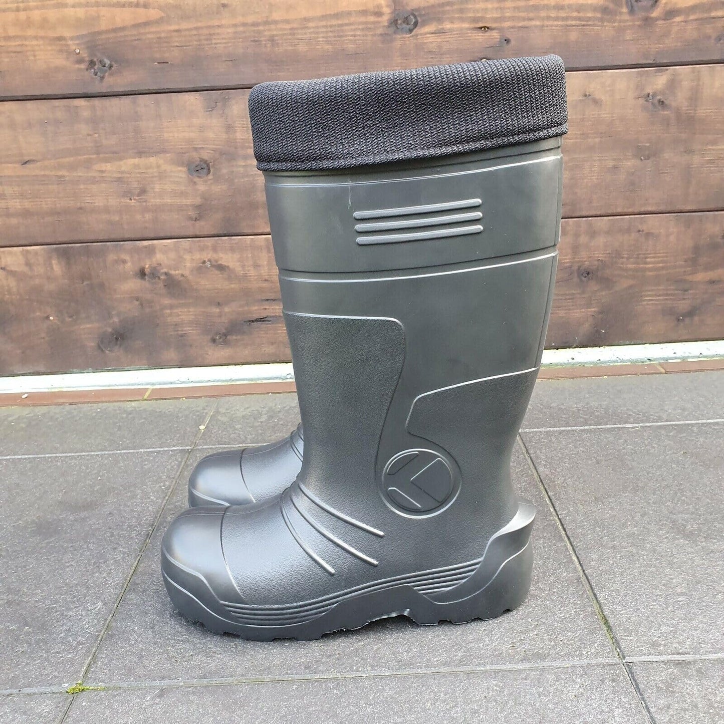Black Men's Wellington Boots Fleece Lined Insulated Waterproof Wellies EVA (Size 8 UK / 42 EU)